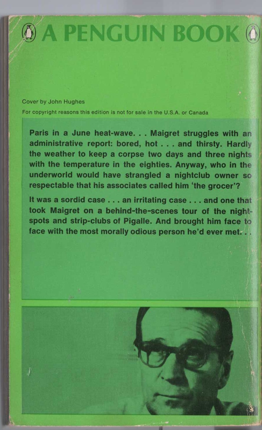 Georges Simenon  MAIGRET LOSES HIS TEMPER magnified rear book cover image