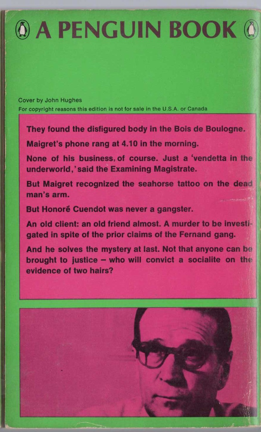 Georges Simenon  MAIGRET AND THE LAZY BURGLAR magnified rear book cover image