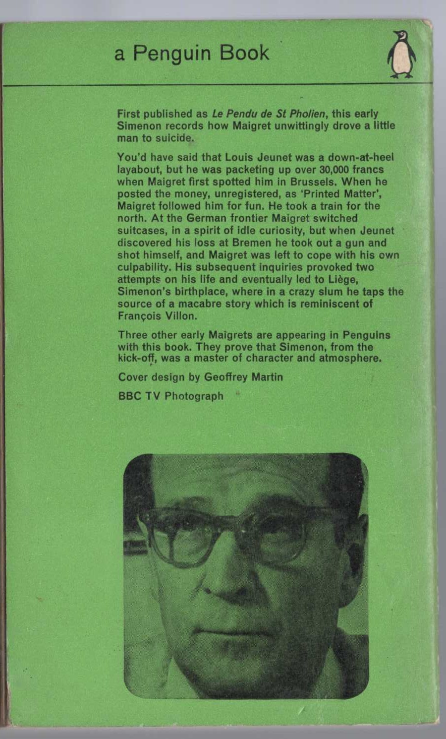 Georges Simenon  MAIGRET AND THE HUNDRED GIBBETS magnified rear book cover image