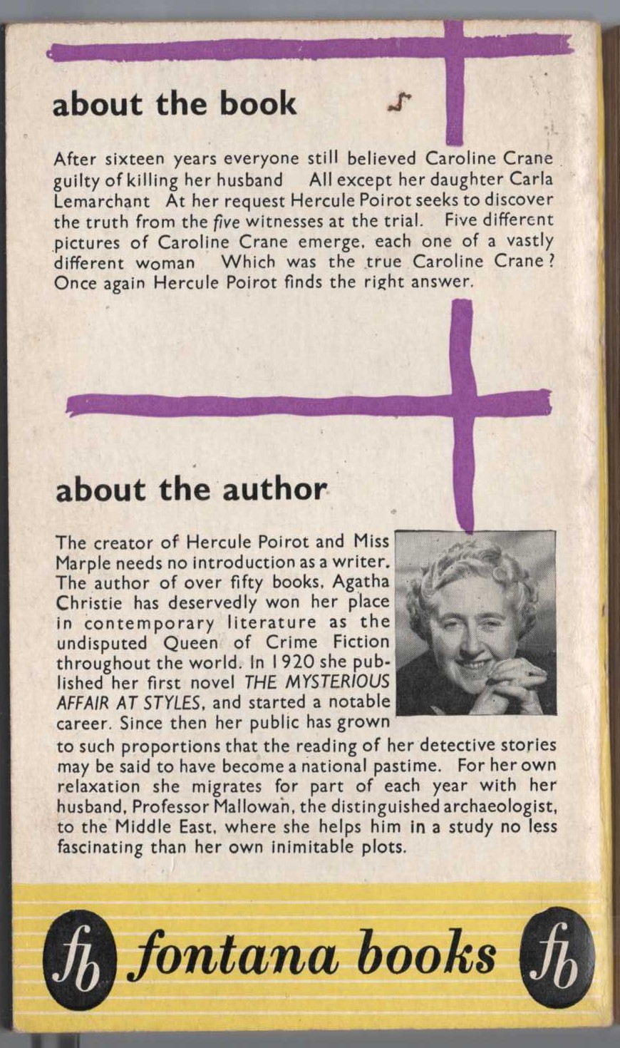 Agatha Christie  FIVE LITTLE PIGS magnified rear book cover image