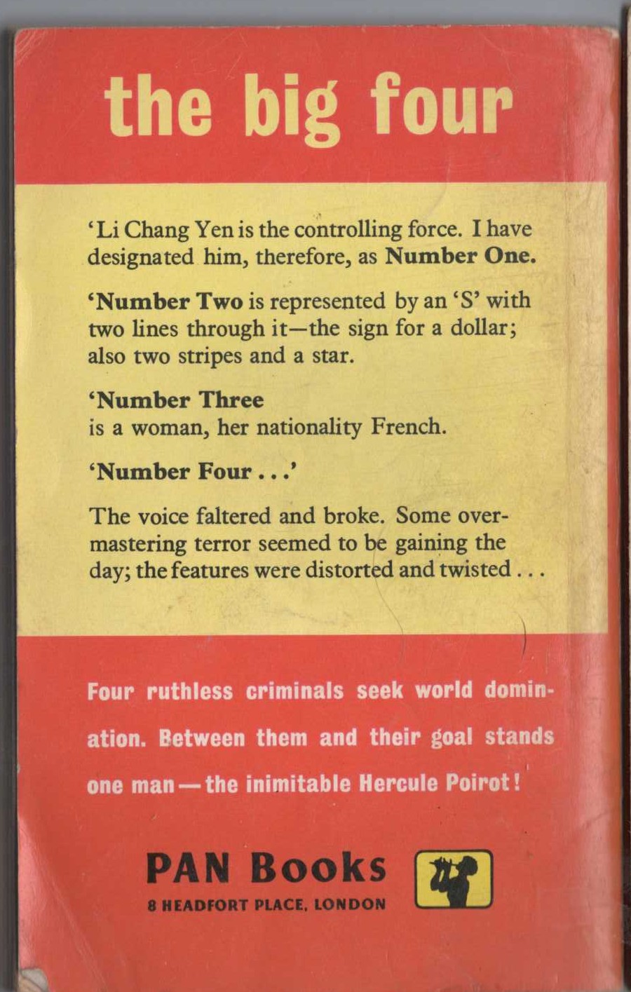 Agatha Christie  THE BIG FOUR magnified rear book cover image