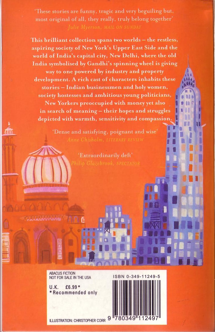 Ruth Prawer Jhabvala  EAST INTO UPPER EAST. Plain Tales from New York and New Delhi magnified rear book cover image