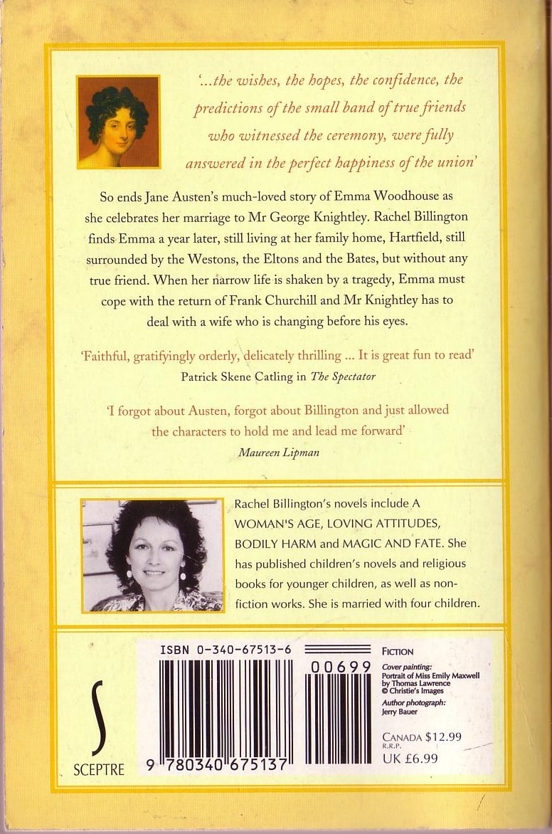 Rachel Billington  PERFECT HAPPINESS magnified rear book cover image