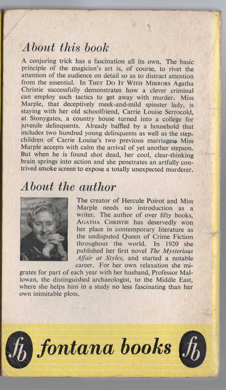 Agatha Christie  THEY DO IT WITH MIRRORS magnified rear book cover image