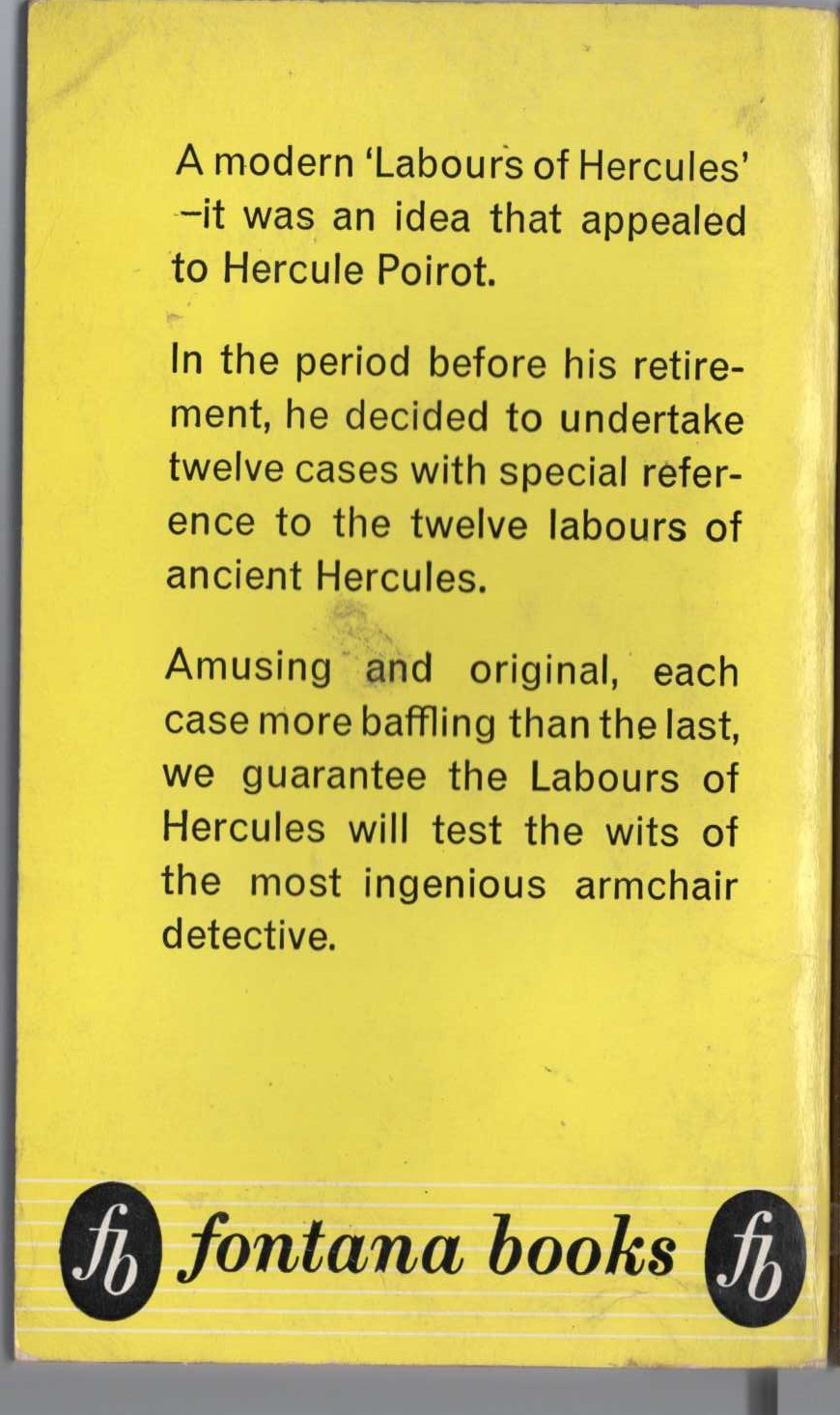 Agatha Christie  THE LABOURS OF HERCULES magnified rear book cover image
