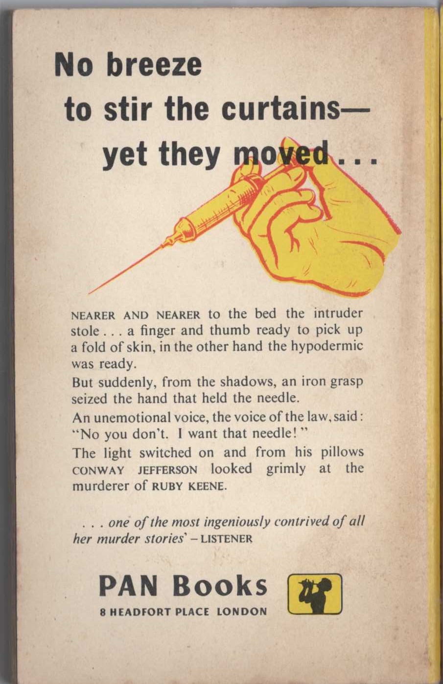Agatha Christie  THE BODY IN THE LIBRARY magnified rear book cover image