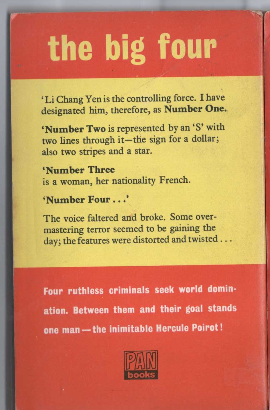 Agatha Christie  THE BIG FOUR magnified rear book cover image
