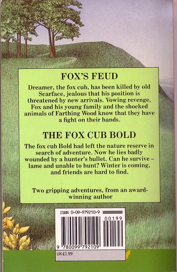 Colin Dann  FOX'S FEUD and THE FOX CUB BOLD magnified rear book cover image