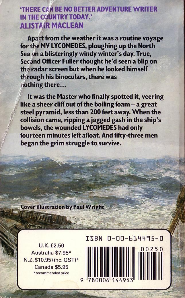 Brian Callison  A SHIP IS DYING magnified rear book cover image