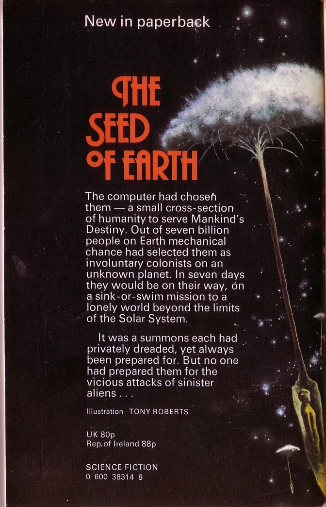 Robert Silverberg  THE SEED OF EARTH magnified rear book cover image