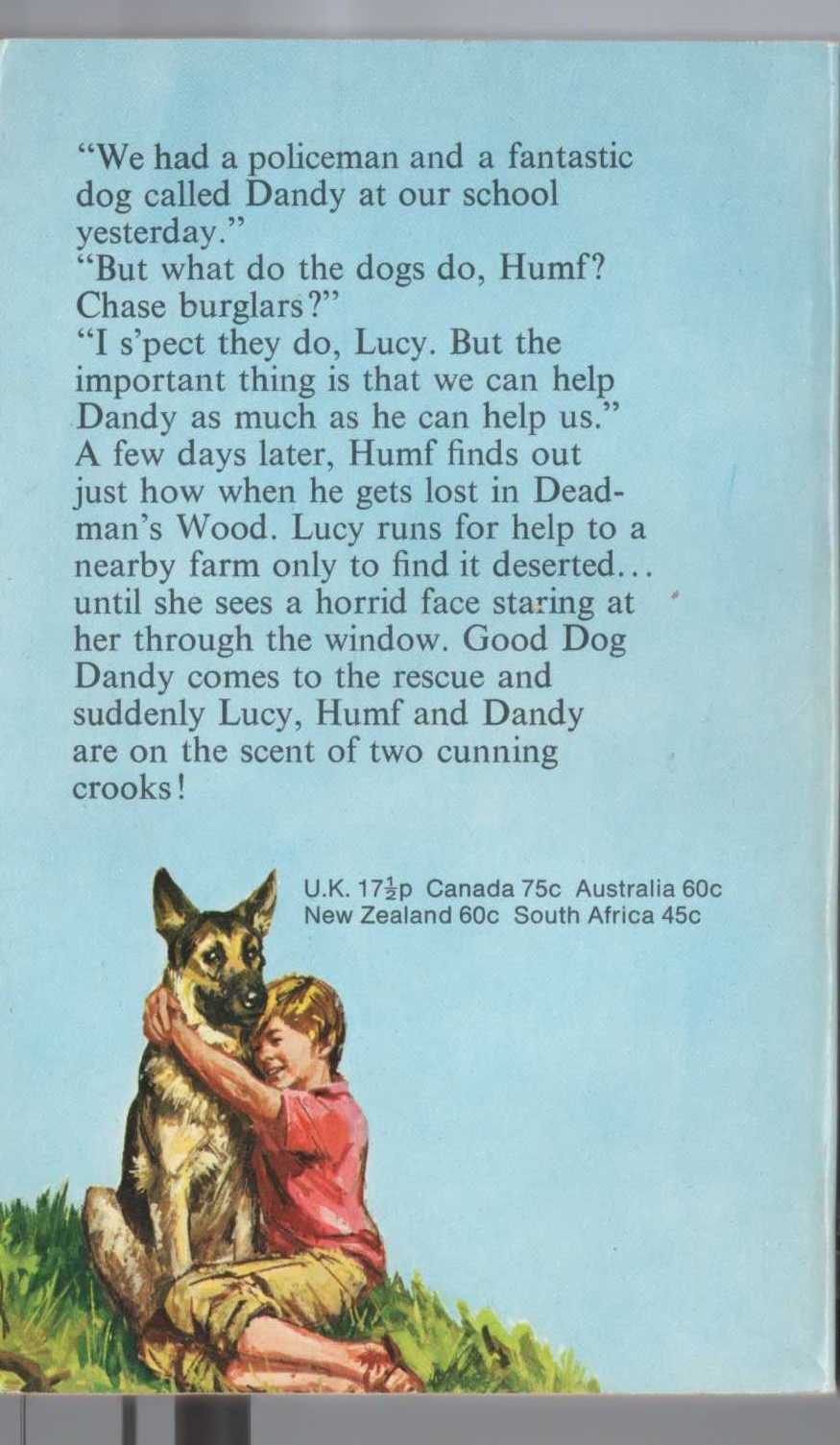 Malcolm Saville  GOOD DOG DANDY magnified rear book cover image