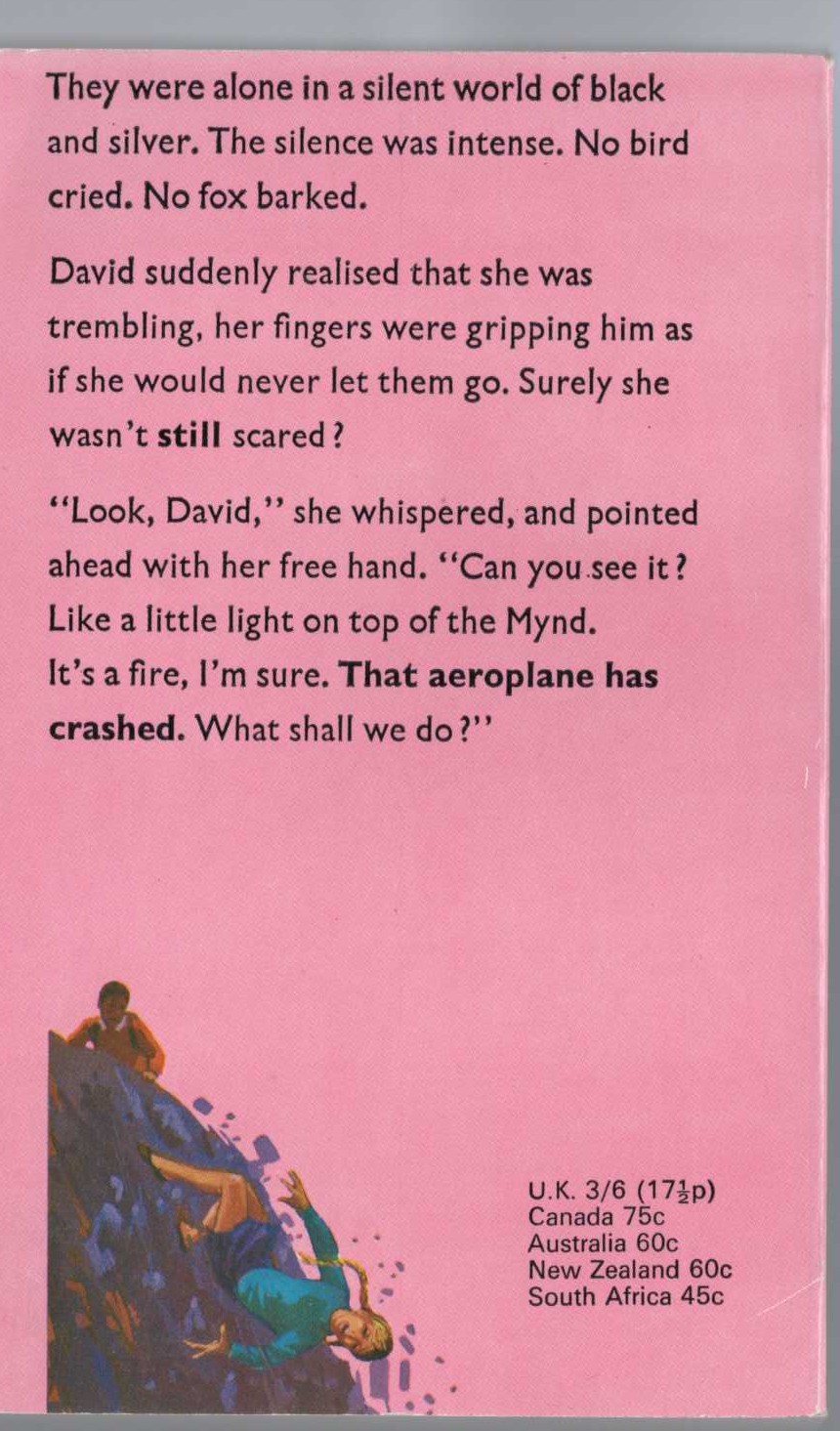 Malcolm Saville  THE NEGLECTED MOUNTAIN magnified rear book cover image