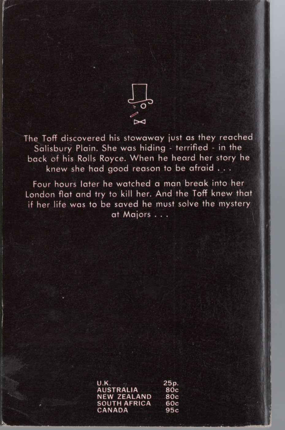 John Creasey  THE TOFF TAKES SHARES magnified rear book cover image
