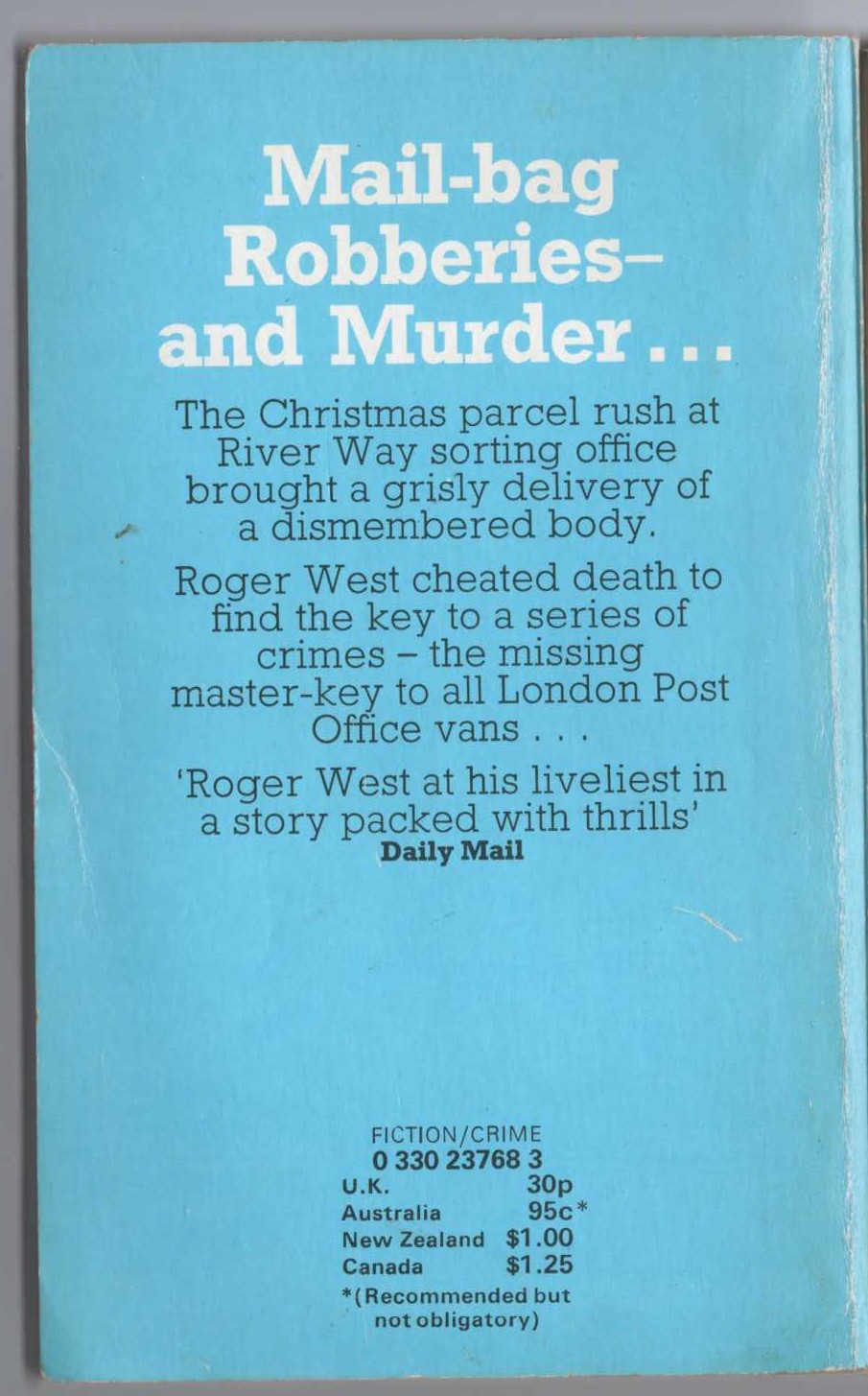 John Creasey  PARCELS FOR INSPECTOR WEST magnified rear book cover image