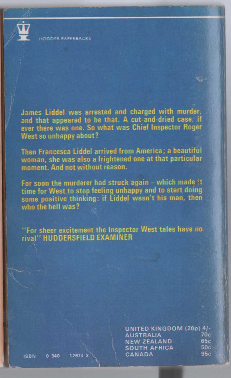 John Creasey  A PUZZLE FOR INSPECTOR WEST magnified rear book cover image
