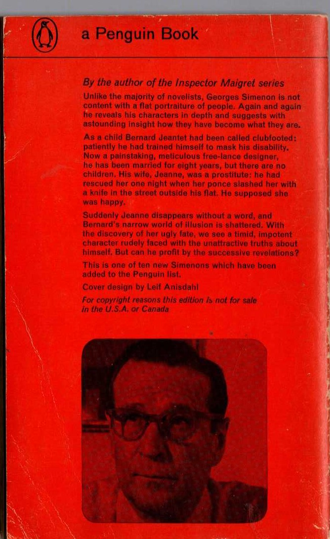 Georges Simenon  THE WIDOWER magnified rear book cover image