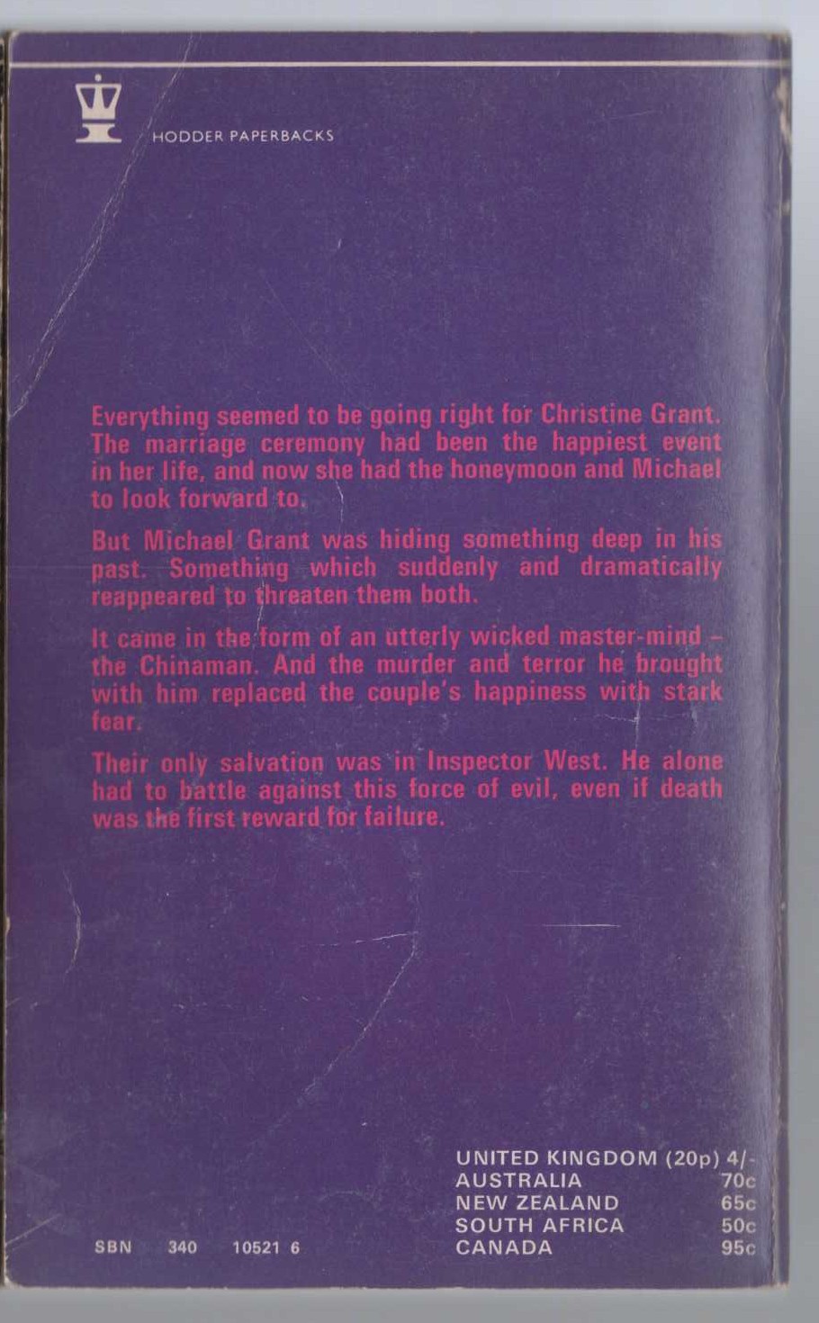 John Creasey  BATTLE FOR INSPECTOR WEST magnified rear book cover image