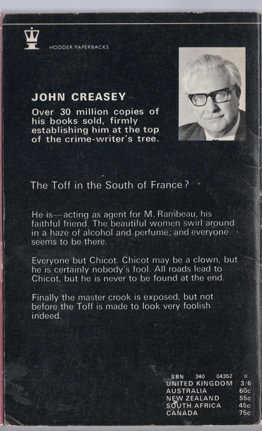 John Creasey  THE TOFF AND THE DEEP BLUE SEA magnified rear book cover image