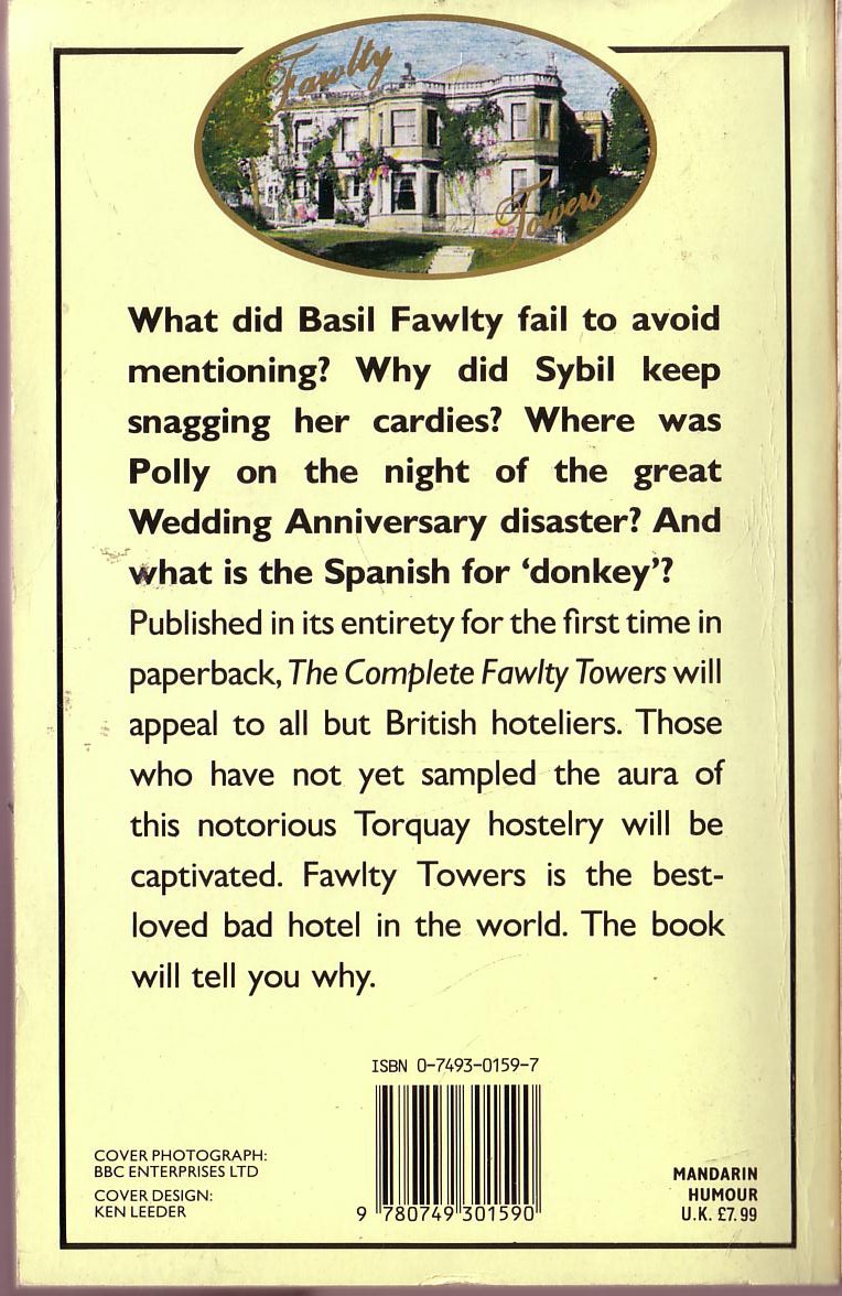 THE COMPLETE FAWLTY TOWERS magnified rear book cover image
