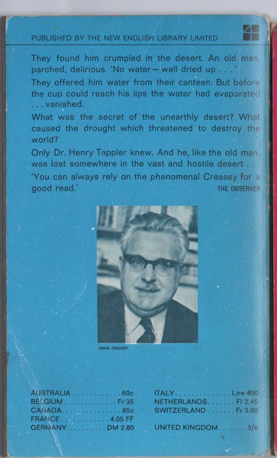 John Creasey  DRY SPELL magnified rear book cover image