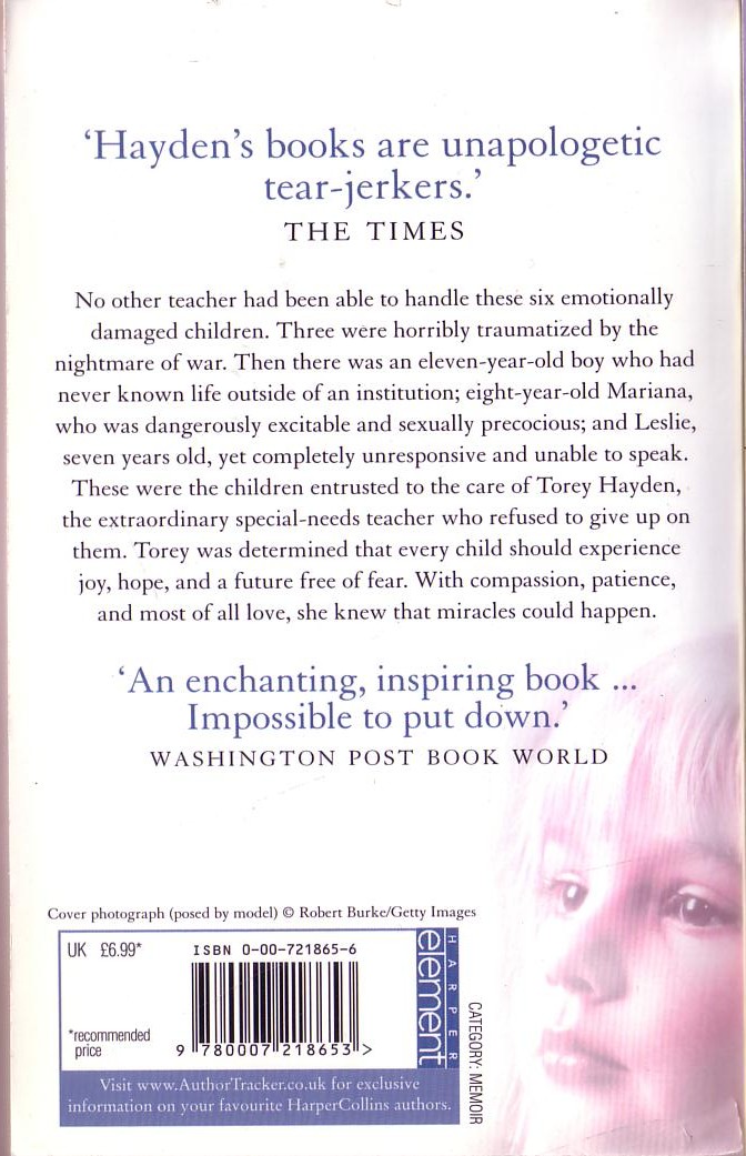 Torey Hayden  JUST ANOTHER KID magnified rear book cover image