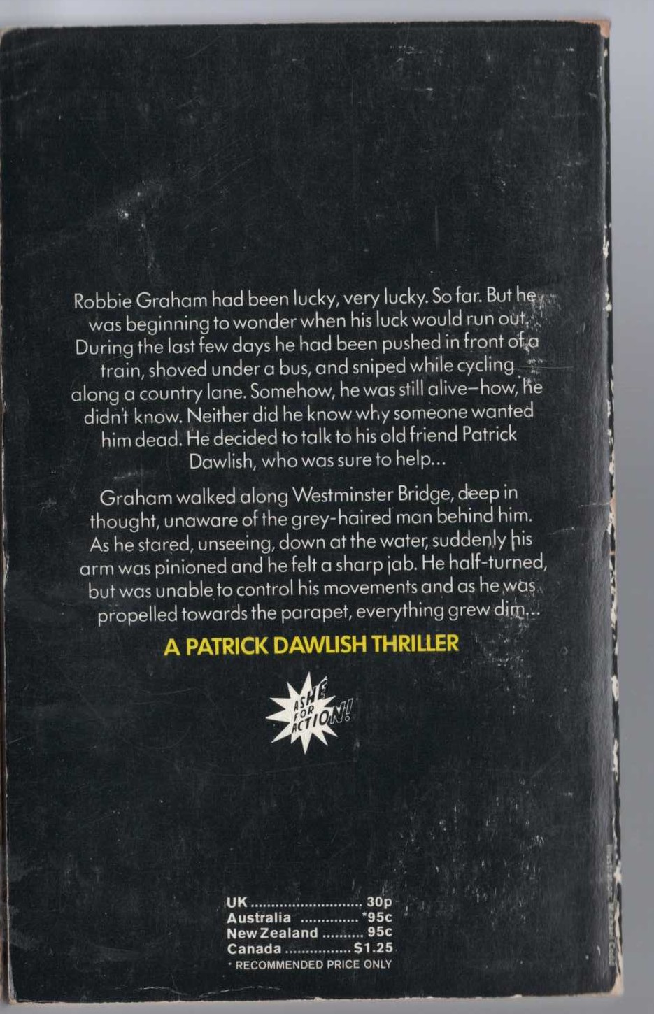 Gordon Ashe  THERE GOES DEATH magnified rear book cover image