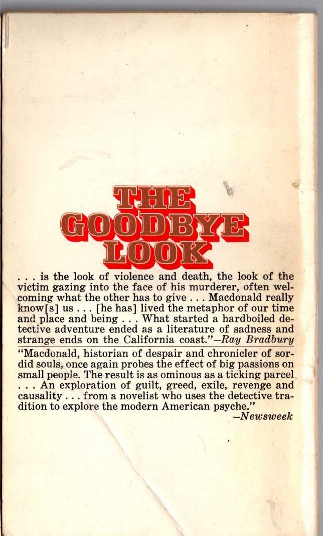 Ross Macdonald  THE GOODBYE LOOK magnified rear book cover image