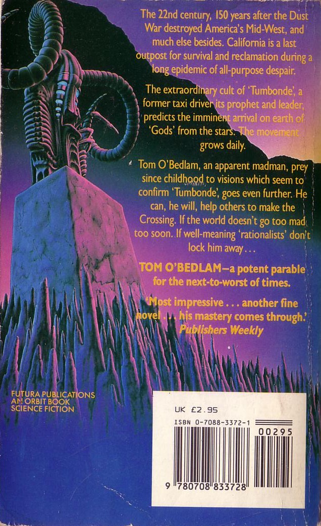 Robert Silverberg  TOM O'BEDLAM magnified rear book cover image