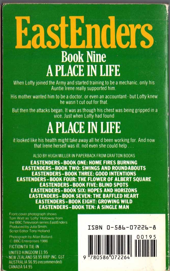 Hugh Miller  EASTENDERS (BBC-TV) 9: A Place in Life magnified rear book cover image