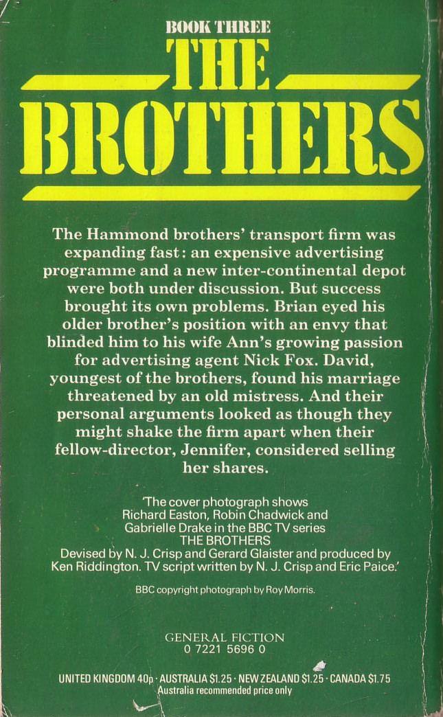 Lee Mackenzie  THE BROTHERS: BOOK THREE (BBC TV) magnified rear book cover image