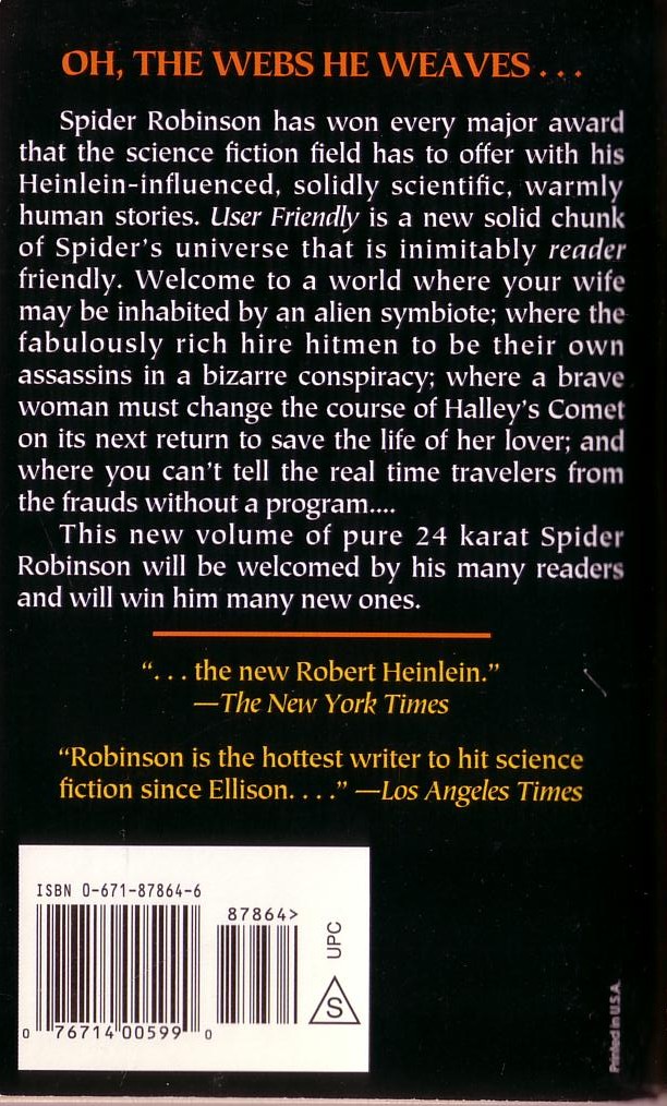Spider Robinson  USER FRIENDLY magnified rear book cover image