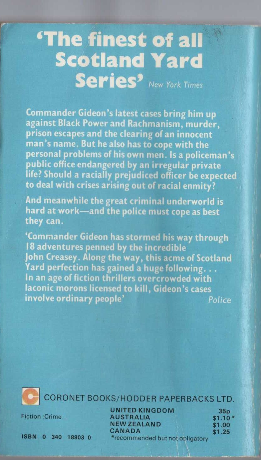 J.J. Marric  GIDEON'S MEN magnified rear book cover image