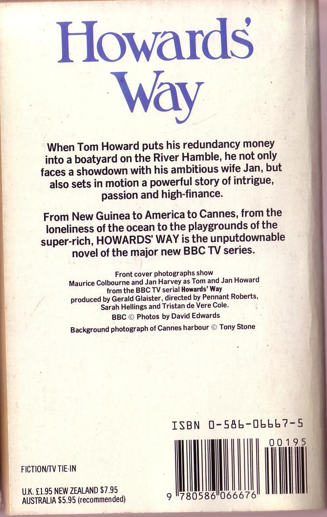 John Brason  HOWARDS' WAY (BBC TV) magnified rear book cover image