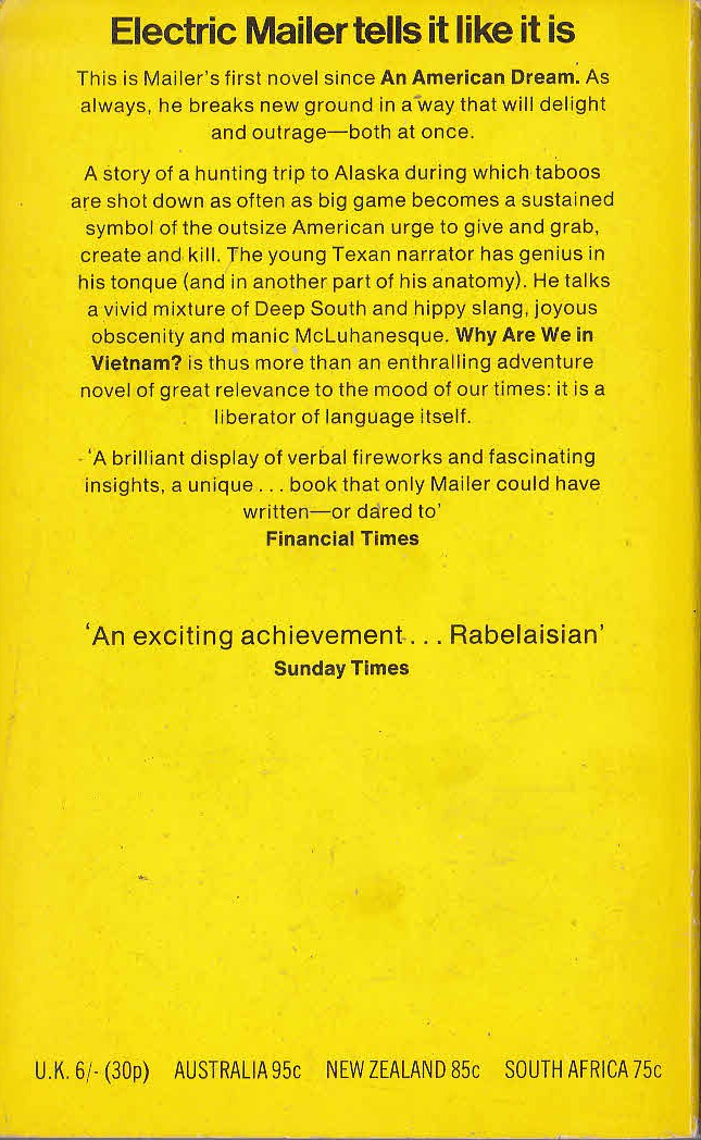 Norman Mailer  WHY ARE WE IN VIETNAM? magnified rear book cover image
