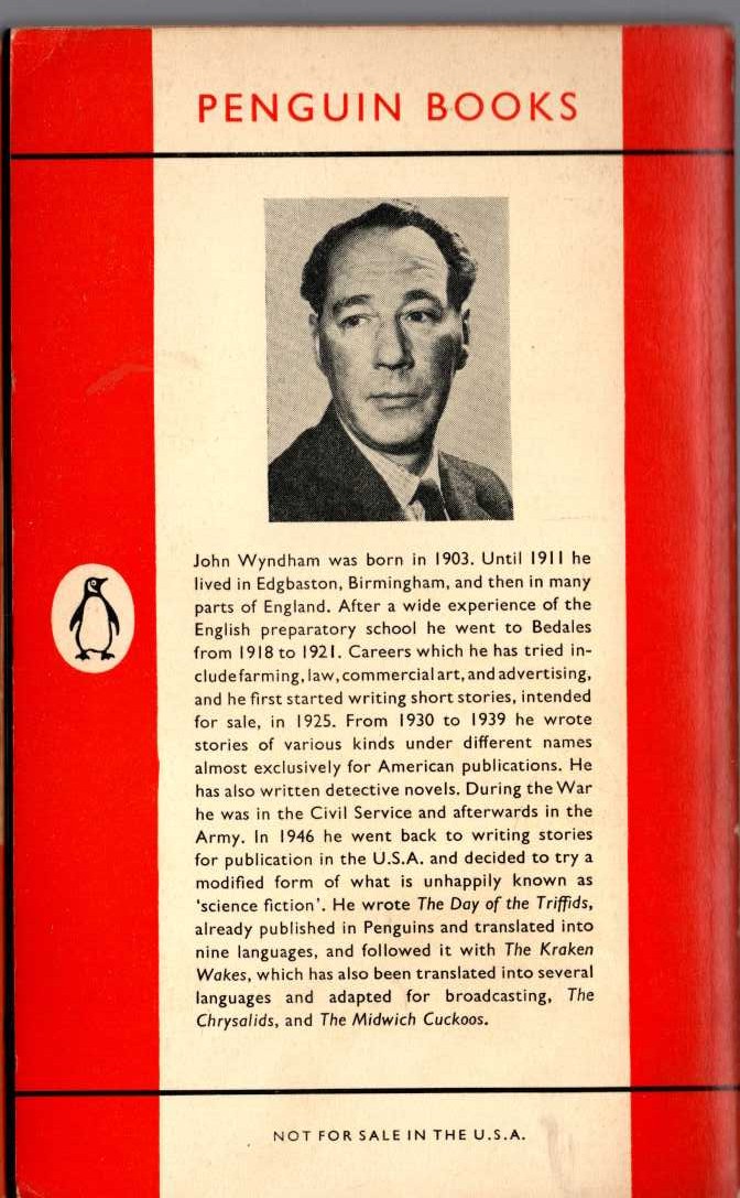 John Wyndham  THE SEEDS OF TIME magnified rear book cover image
