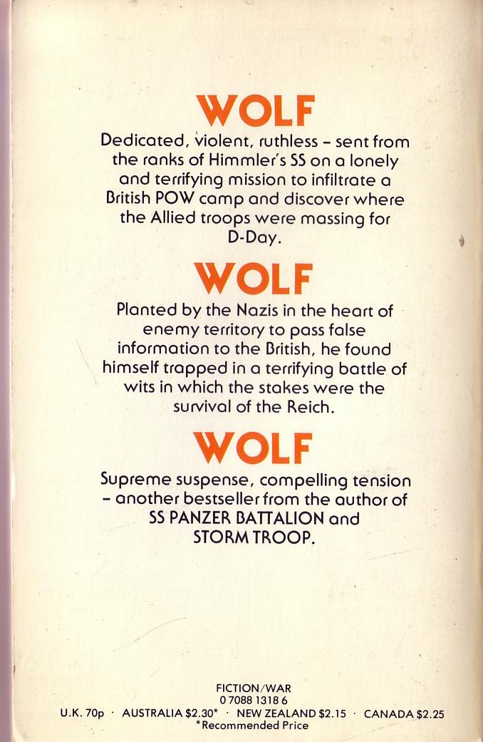 Leo Kessler  WOLF magnified rear book cover image