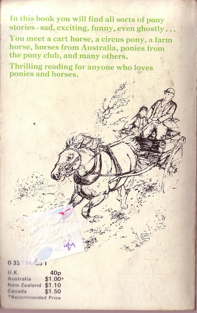 Christine Pullein-Thompson  BOOK OF PONY STORIES magnified rear book cover image