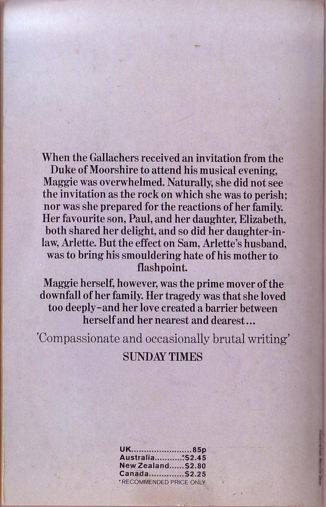 Catherine Cookson  THE INVITATION magnified rear book cover image