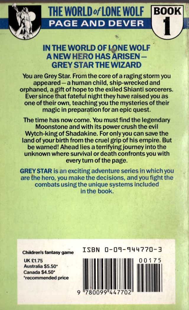 GREY STAR THE WIZARD magnified rear book cover image