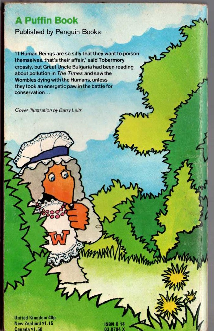Elisabeth Beresford  THE WOMBLES AT WORK magnified rear book cover image