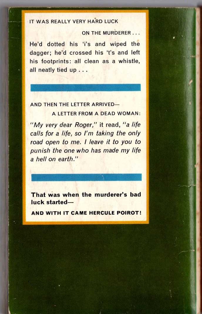 Agatha Christie  THE MURDER OF ROGER ACKROYD magnified rear book cover image