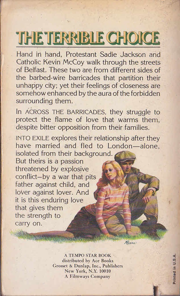 Joan Lingard  THE TERRIBLE CHOICE magnified rear book cover image