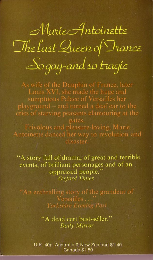 Victoria Holt  THE QUEEN'S CONFESSION magnified rear book cover image