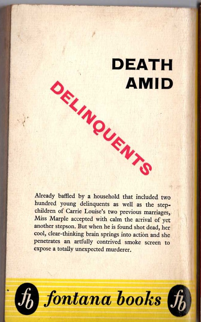 Agatha Christie  THEY DO IT WITH MIRRORS magnified rear book cover image