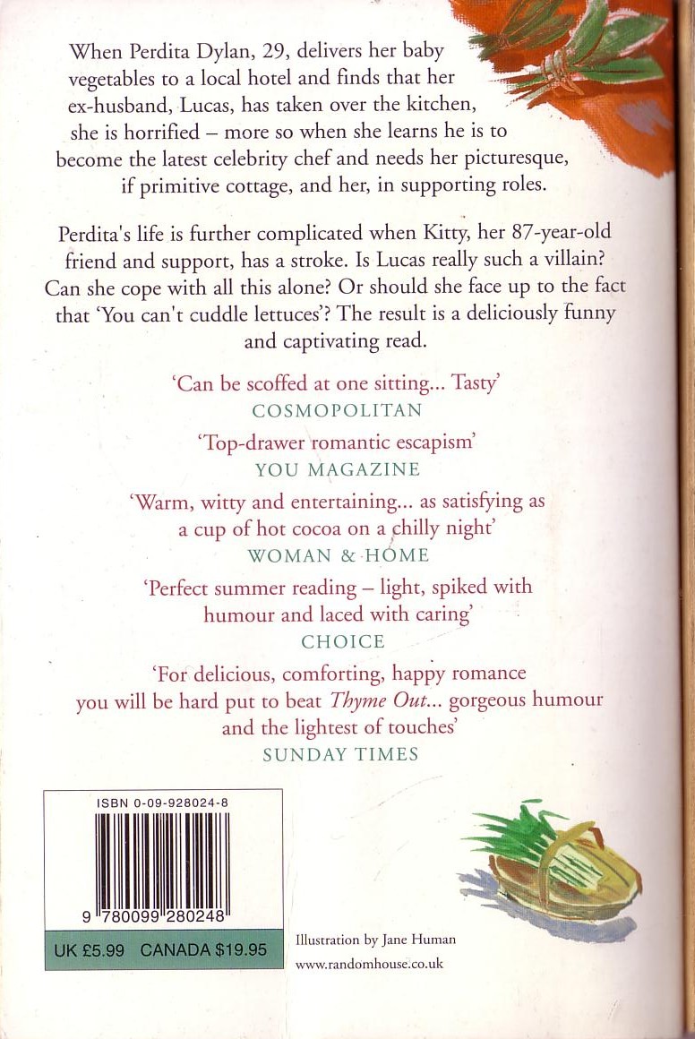 Katie Fforde  THYME OUT magnified rear book cover image