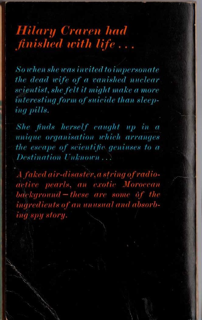 Agatha Christie  DESTINATION UNKNOWN magnified rear book cover image