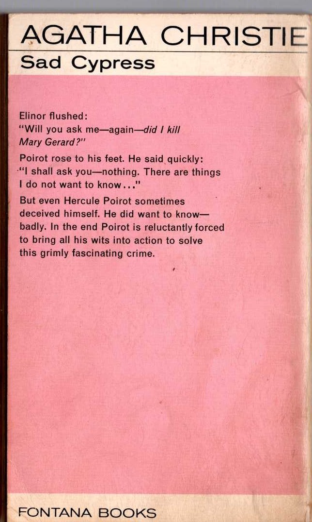 Agatha Christie  SAD CYPRESS magnified rear book cover image