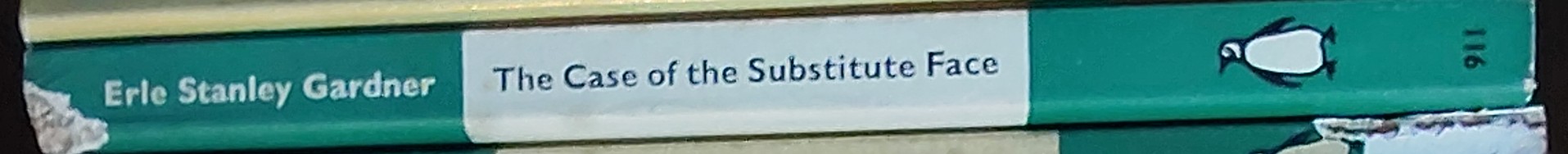 Erle Stanley Gardner  THE CASE OF THE SUBSTITUTE FACE spine of book image