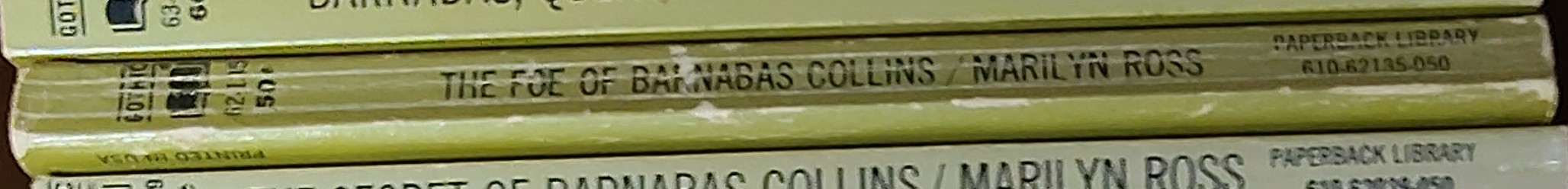 Marilyn Ross  THE FOE OF BARNABAS COLLINS spine of book image