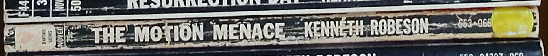 Kenneth Robeson  DOC SAVAGE: THE MOTION MENACE spine of book image